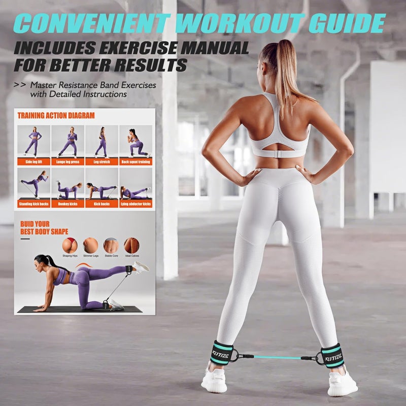 KUTIZE Ankle Resistance Bands with Cuffs for Women & Men - 3-Level Adjustable Leg & Glute Workout Equipment, Portable Home Gym Exercise Bands for Kickbacks, Hip Thrusts, Yoga, Strength Training - Image 3